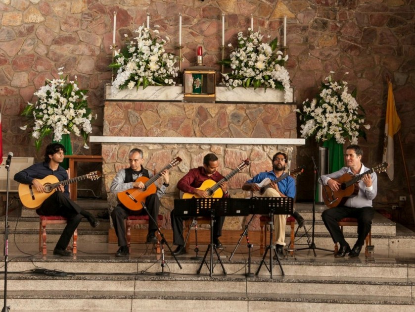 From left: Stefan Roach, Cesco Emmanuel, David Cockburn, John Hussain and Graham Newling at A Night of Guitar, 2015 | Photo courtesy: Marlon James