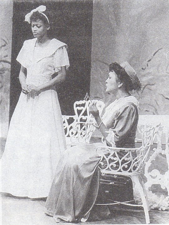 Tammitha Shaw (left) and Mavis Lee Wah (right) in The Importance of Being Earnest with the San Fernando Theatre Workshop