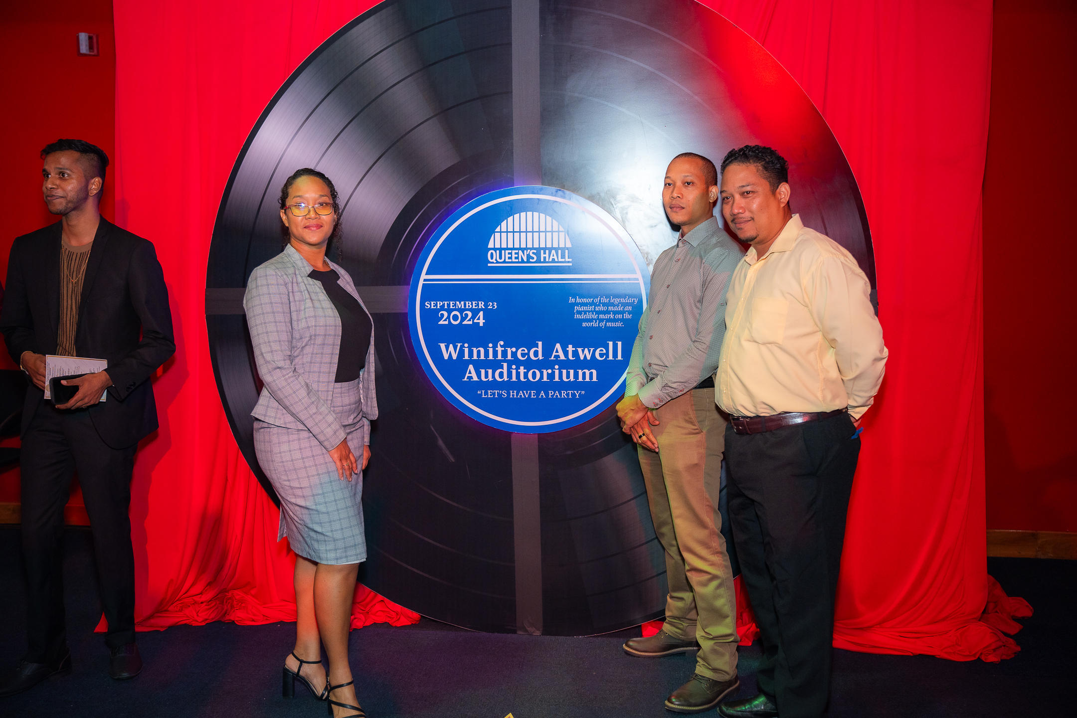 Front of House Display at Queen's Hall's Winifred Atwell Auditorium Naming Ceremony. Photo credit: Stephen Dalchan