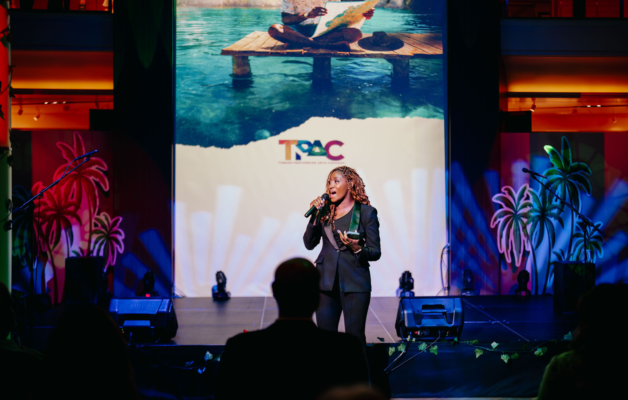TPAC Artistic Director Rayshawn Pierre introduces the play to the ship's audience I Photo courtesy: TPAC