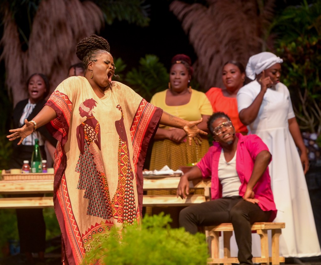 Leighanne Charles (left) in character as "Lynette" in a passionate performance moment.
 |  © Division of Tourism, Culture, Antiquities and Transportation 